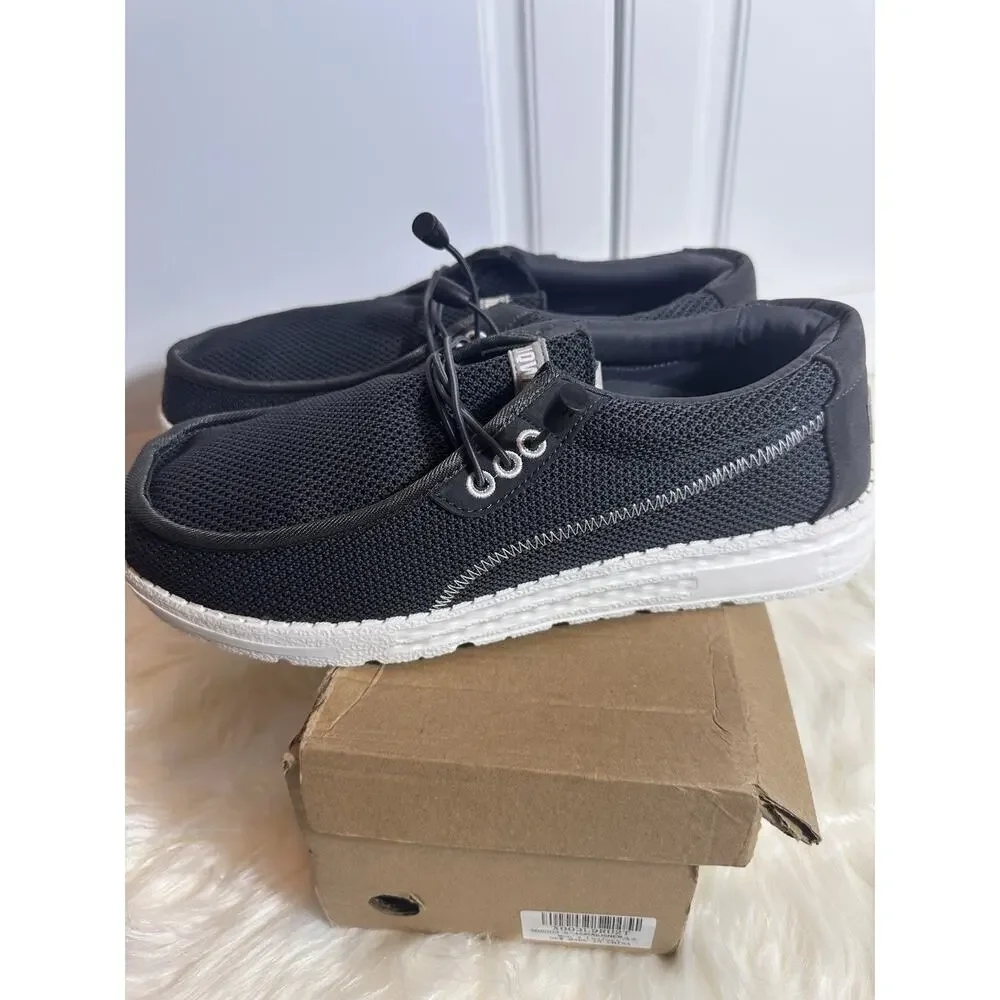 New: Uniqweto Mens Dark Gray Fabric Loafers W/ Arch‎ Support & Foam Cushion